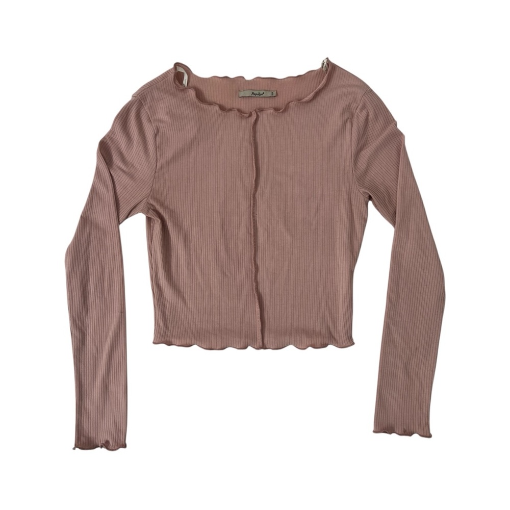 Papaya Pink Mauve Lettuce Trim Long Sleeve